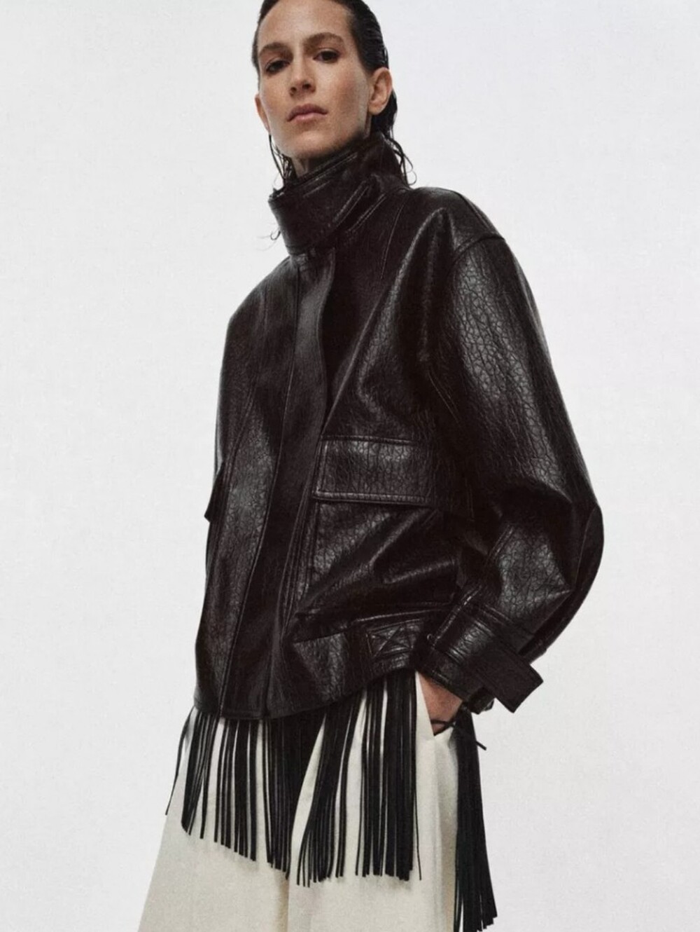 ZARA FAUX LEATHER JACKET BROWN NEW - Picture 5 of 8